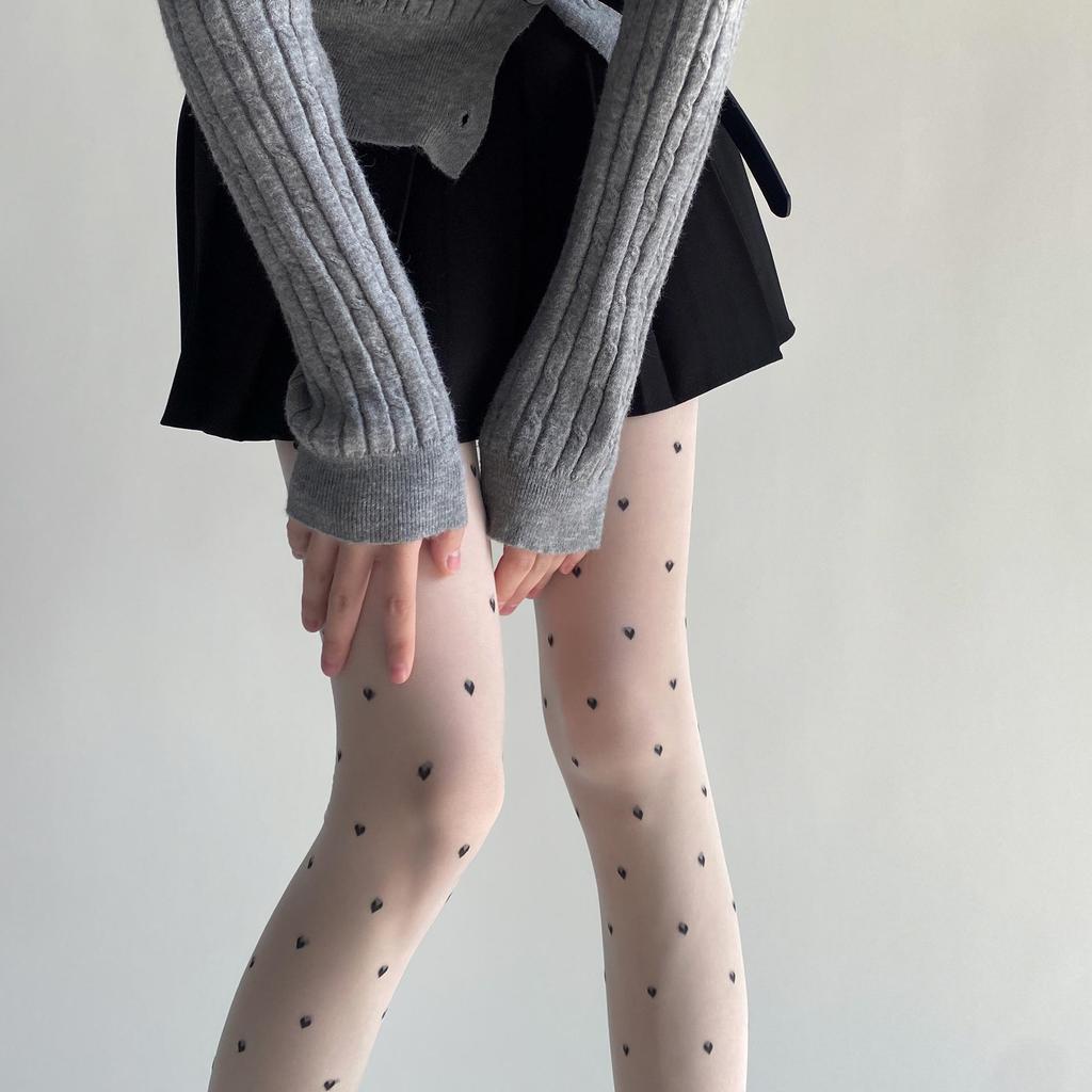 2024 Spring/Summer Core-Spun Jacquard Stockings: Ultra-Thin Slimming Socks with Polka Dots & Hearts