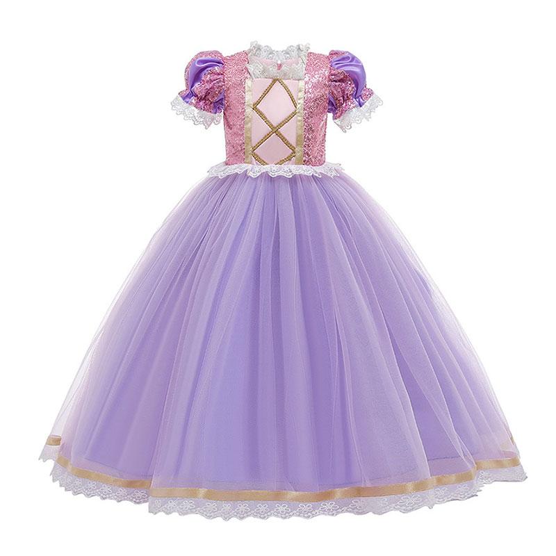 2023 Locika Dívčí Princeznovské Šaty Dětská Párty Cosplay Kostým Fialové Dlouhý Rukáv Síťované Maškarní Šaty Halloween Dětská Tylová Sukně