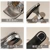 Wearing Square Head Cool Slippers for Women's Summer New Colored Diamond Bow High Heel Cool Slippers for Women
