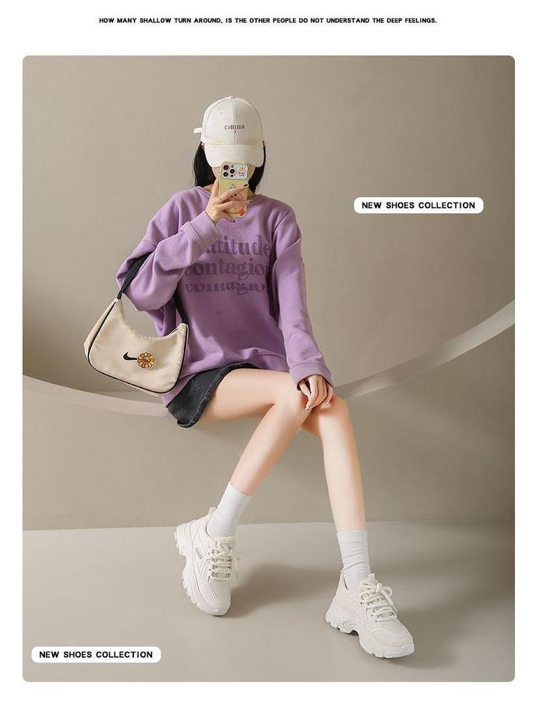 Fleece-Lined Leather Women's Sneakers: Trendy, Lightweight, Height-Boosting Casual Winter Shoes