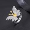 Micro Inlaid Clavicle Chain Yellow Crystal Zircon Butterfly Earrings Necklace Gold Pendant Ring