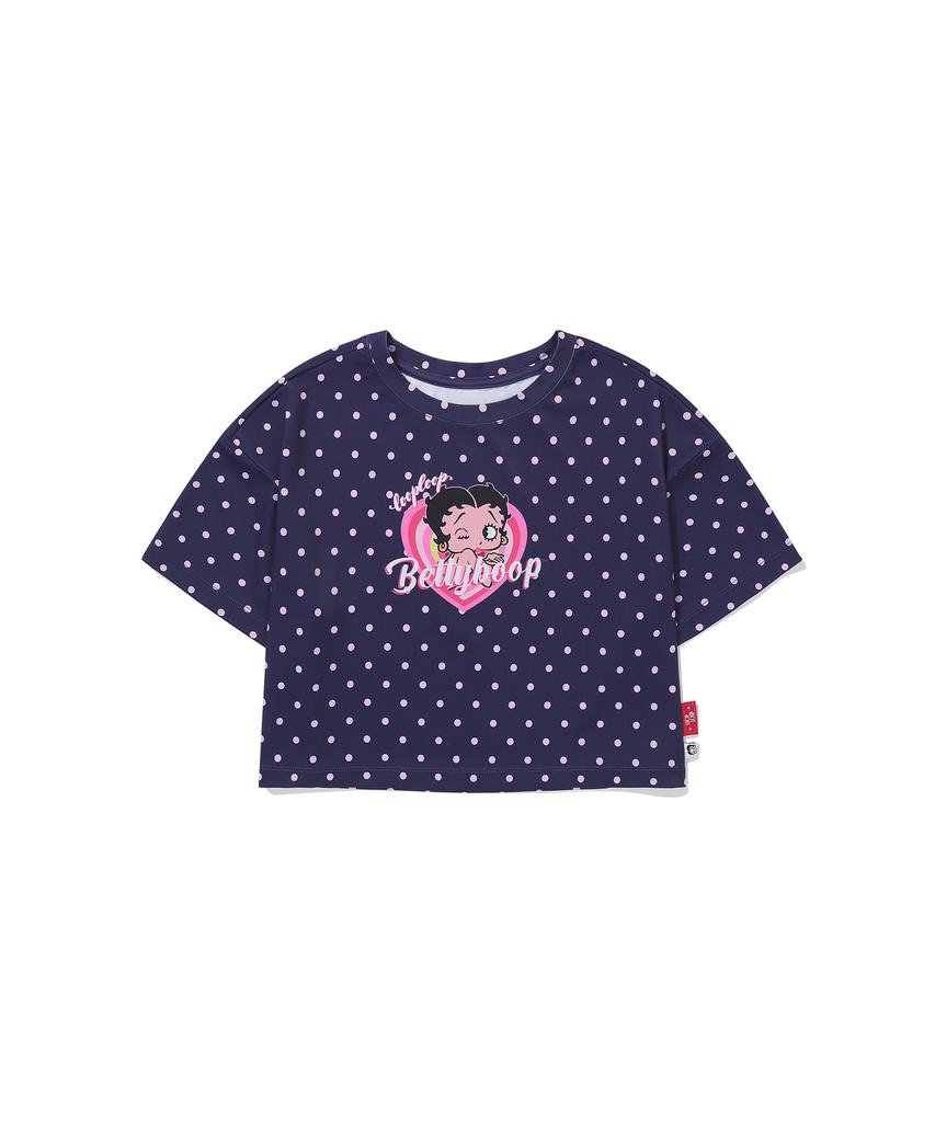 Lupeulupeu [Betty Boop Dot_Navy] Short Sleeve Crop Rash Guard