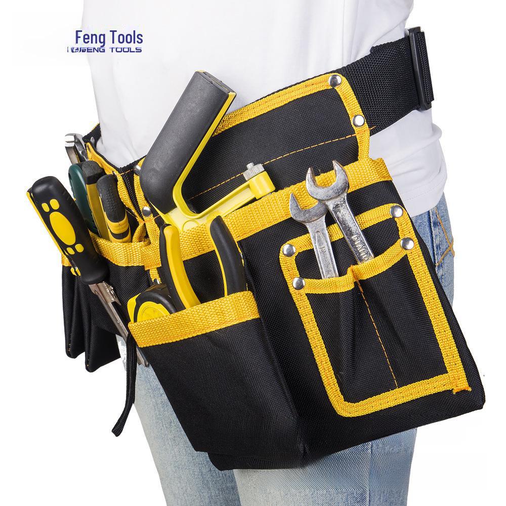 Yellow & Black Wear-Resistant Oxford Cloth Double Waist Tool Bag for Electricians