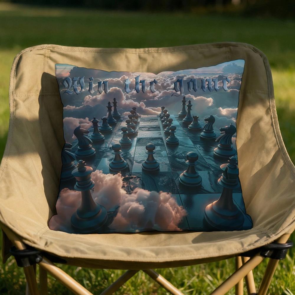 Classic Chess Cushion Cover Soft Reversible  Durable Pillow Cover  MultiScene Use for Home  Car Daily Comfort