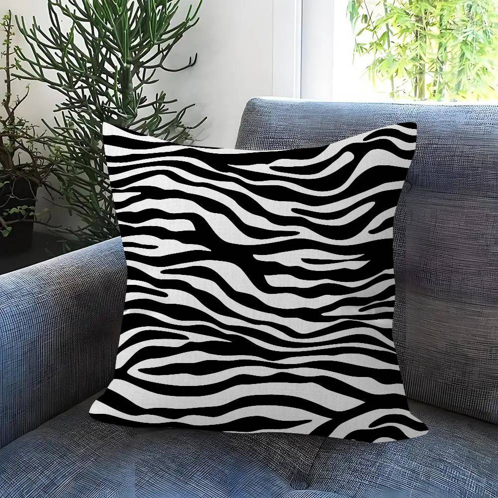 Abstract Line Black and White Zebra Cushion Cover Inches Farmhouse Decor Home Throw Pillow Covers for Couch Decorations
