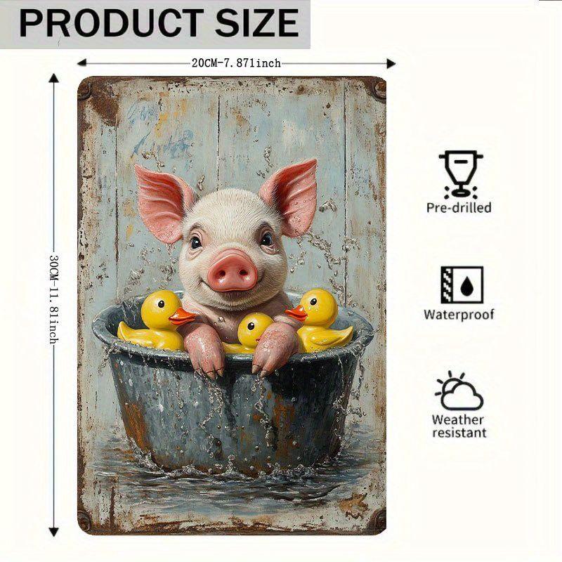Vintage Metal Sign Funny Animal Bathroom Wall Decor Home Art Tin Plate