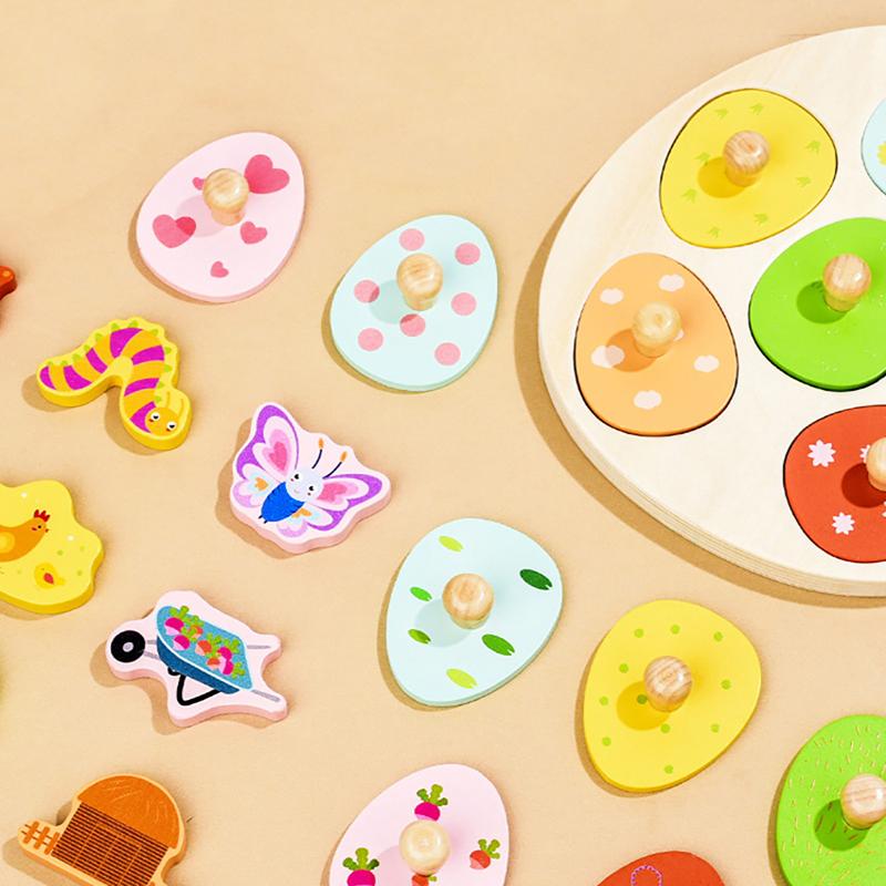 Montessori Wooden Peg Puzzle for Toddlers Age 1 2 3 Years Old Shape Educational Game for Gifts Birthday