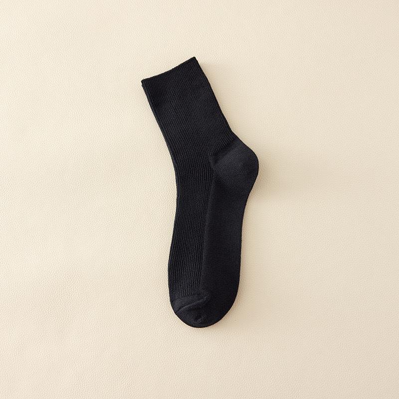 

Женские модные весенне-осенние носки из чистого хлопка в рубчик 1 pair чёрный