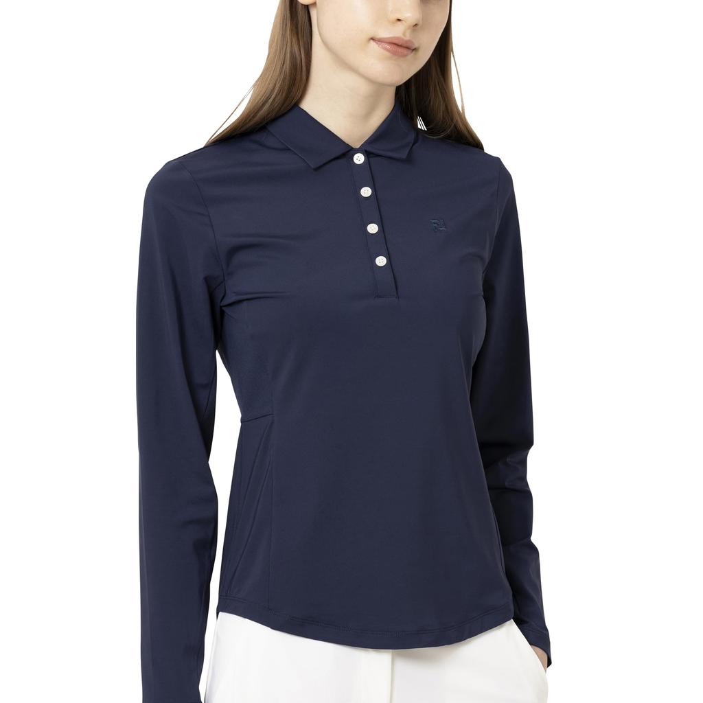 FootJoy Women's Long Sleeve Golf Shirt with Side Mesh Sun Protection, Navy, Size M (FJW-S25-S09, 34811-M)
