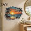 Easy Installation Wall Coverings 3D Beach Scenery Sticker, Sunset Coconut Tree Mural, PVC Waterproof Decal, Modern Interior Transformation Removable