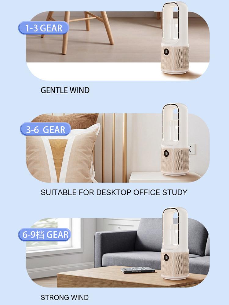 Bladeless Desk Fan 9 Speed Adjustment and Touch Control Portable Air Conditioner Cooling Fan Tower Air Cooler for Office Bedroom