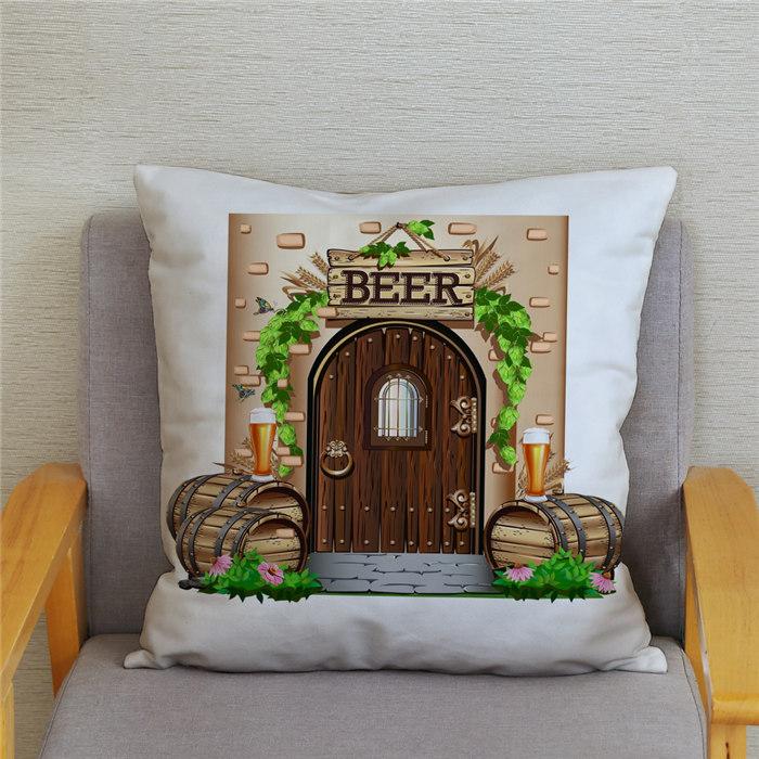 Vintage Beer Cushion Cover Peach Skin Pillowcase Fashion Home Decor Pillowcase Pillowcase