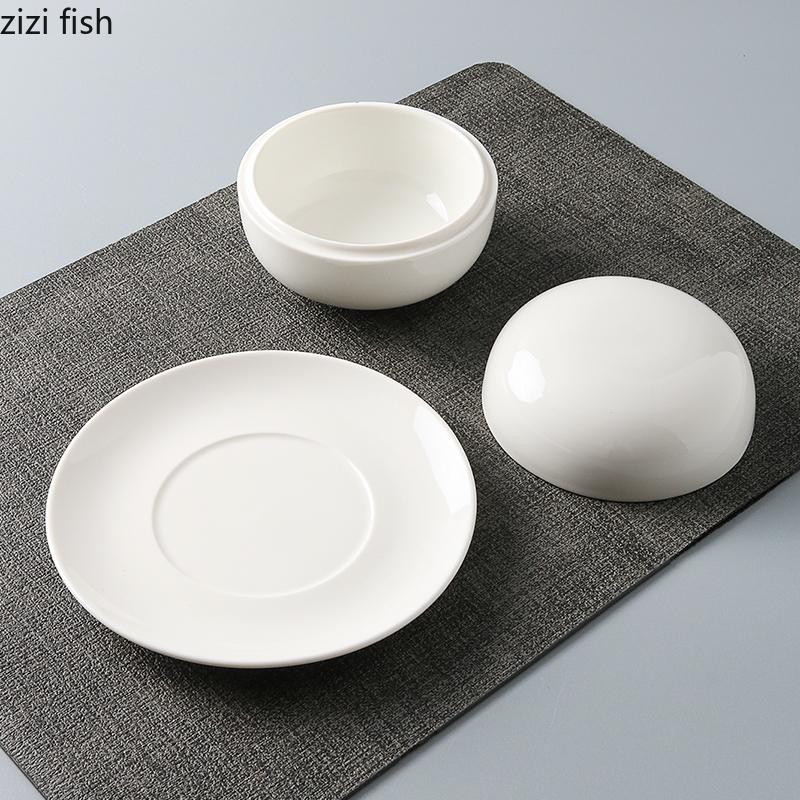 Ceramic Bowl Featured Stew Pot Soup Bowl with Lid Dining Plate Dessert Bowl Fruit Bowls Dim Sum Dish Steamed Egg Cup Ramen Bowls