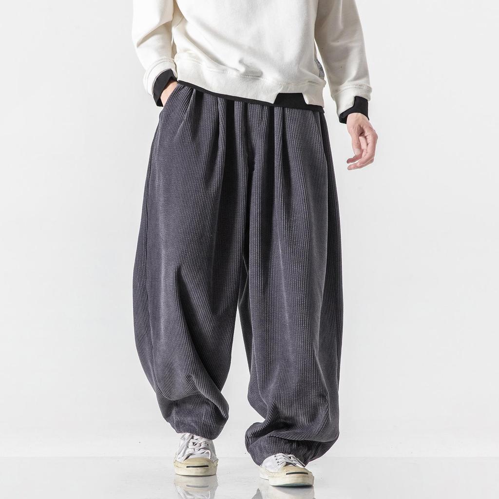 Frühling Herbst und Winter Übergröße Herren Vier Jahreszeiten Flachbein Hose Sportlich, Lässig Bequem Kord Samt Uni Locker Hose