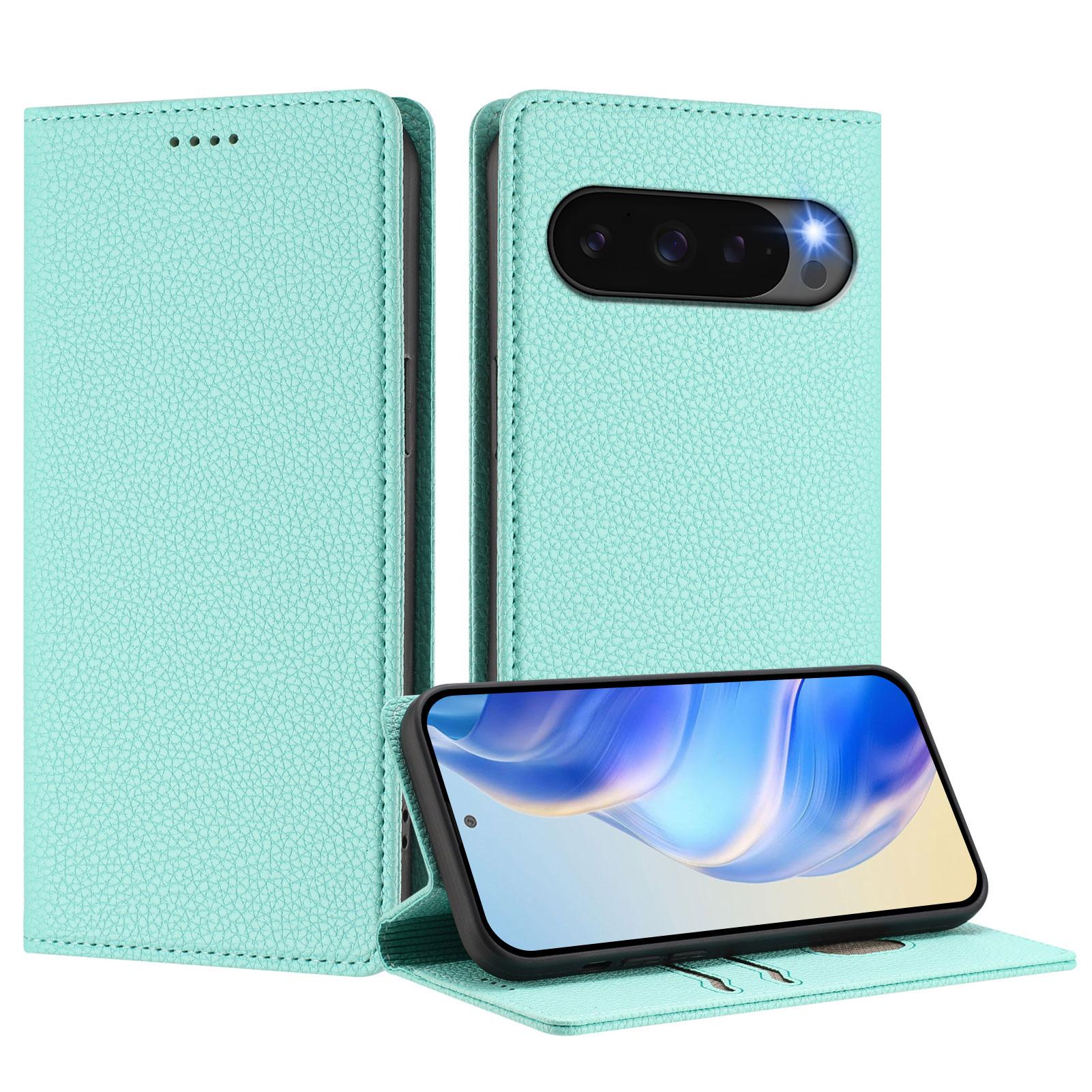 

For Google Pixel 10 Pro XL Wallet Case RFID Blocking Litchi Texture Leather Mobile Cover Dark Green