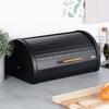 Small Black Bread Bin Metal Kitchen Container for Bread Rolls
