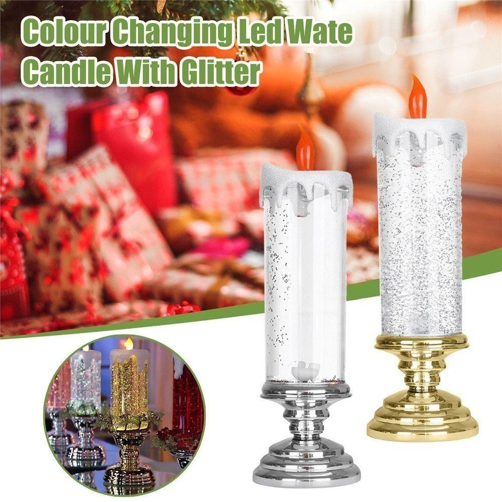 Battery Operated LED Candle Light Multi-color Gradient Swirling Glitter Simulation Candles Lights Glitter Crystal
