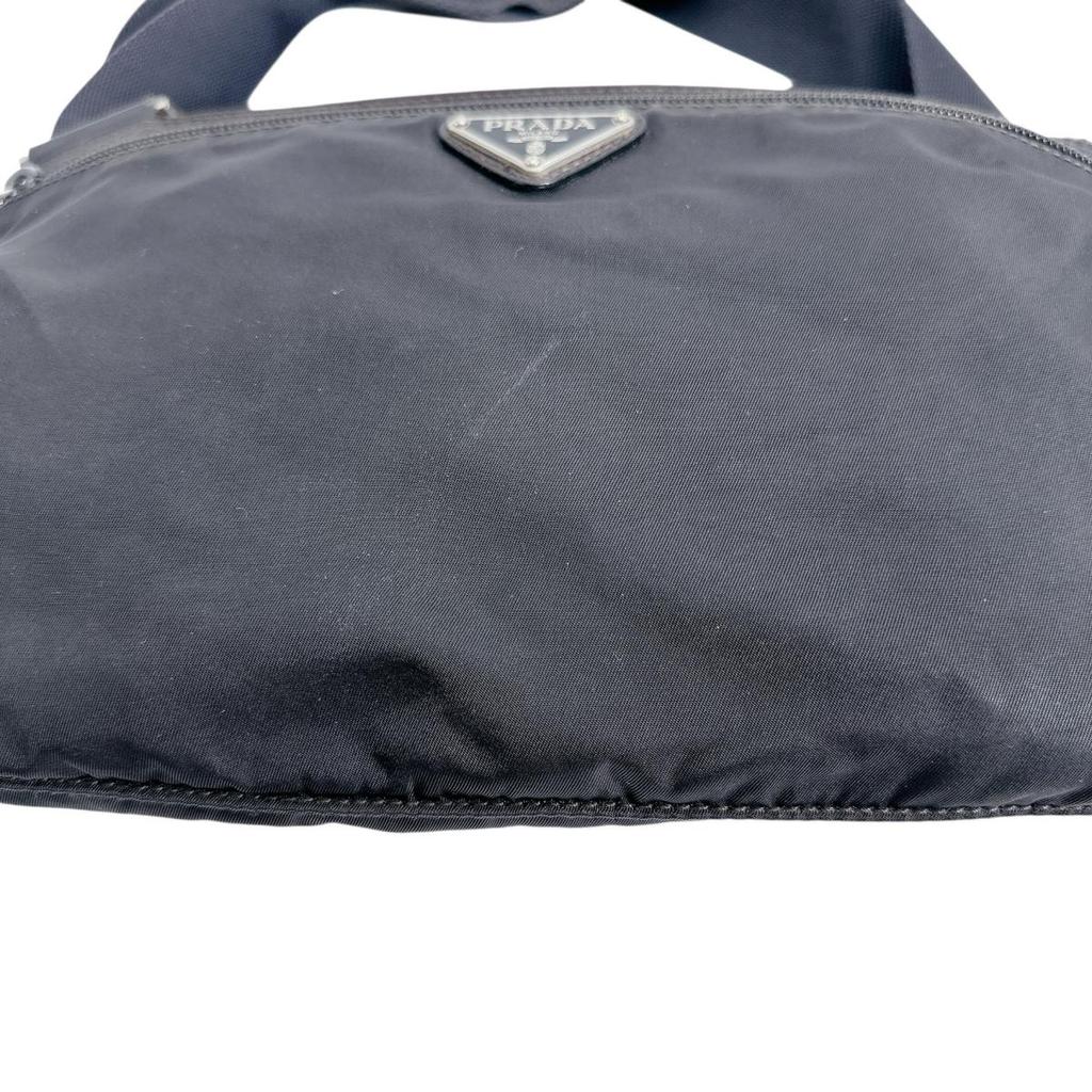 PRADA Triangle logo Shoulder Bag Nylon black Women Used
