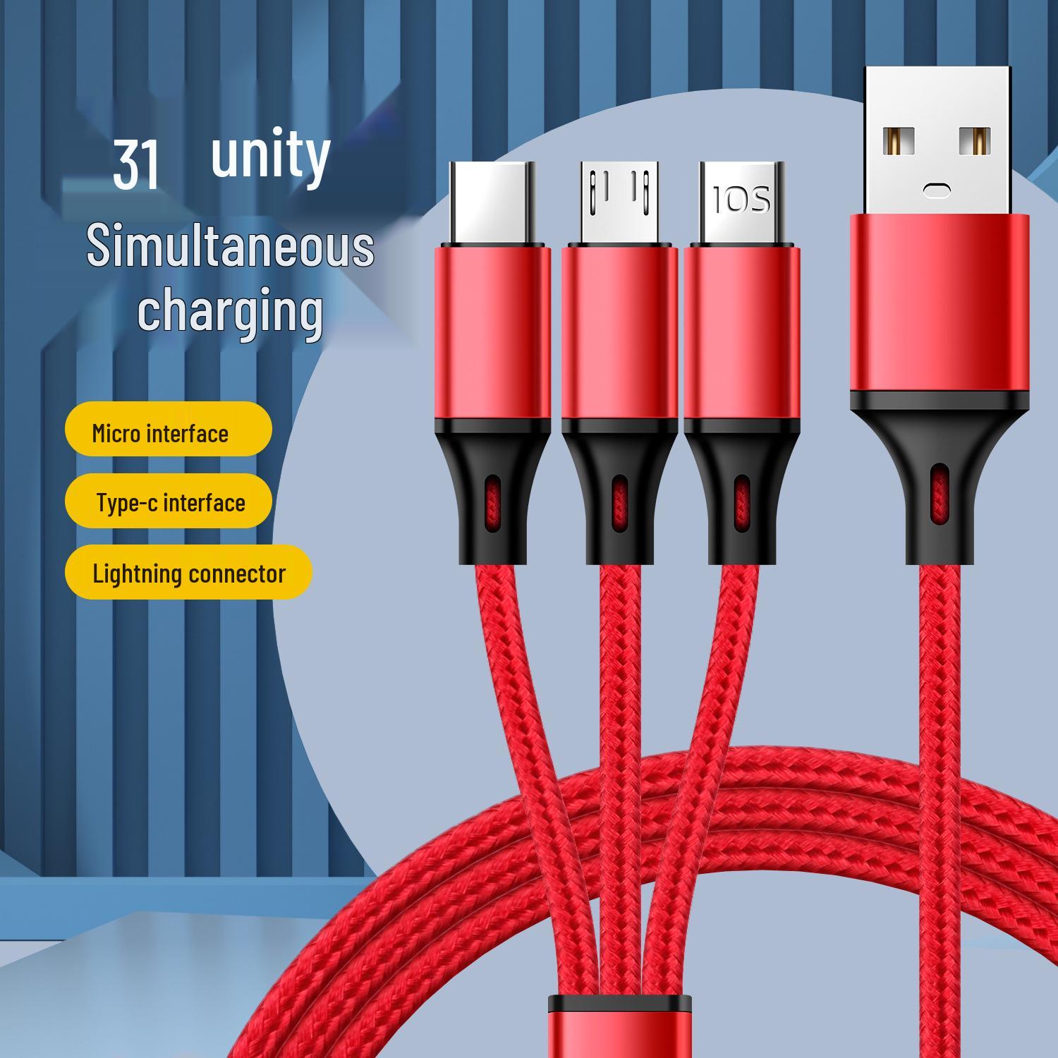 Popular Transparent Digital Display 3-in-1 Fast Charging Cable