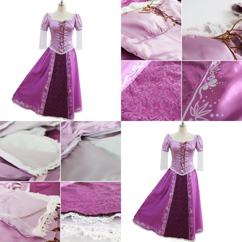 Elegant Adult Fairytale Princess Tangled Rapunzel Cosplay Costume For Halloween Parties