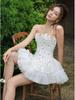 Retro Sweetheart Strapless Dress with 3D Petals and Cinched Waist