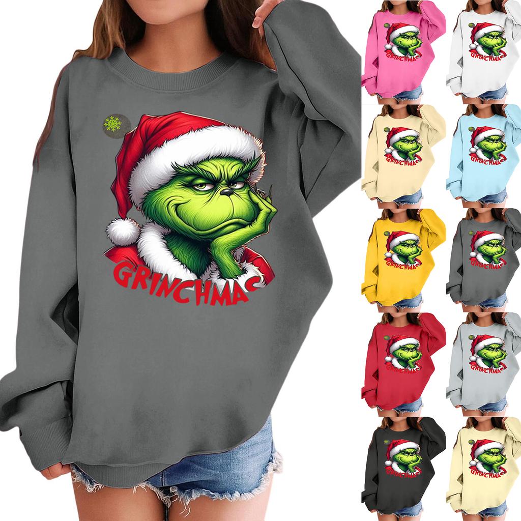 Children's Fashionable Casual Long-sleeved Loose Christmas Print Pullover Hooded Sweatshirt