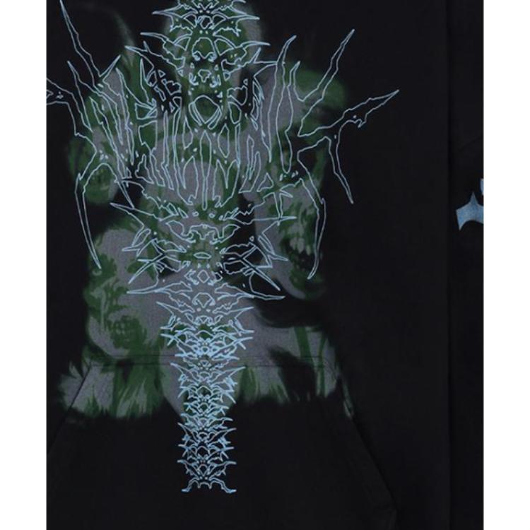 We11done Ss24 Skull Print Hooded Long Sleeve Sweatshirt Unisex sweatshirt Black WD-TH1-24-722-U-BK