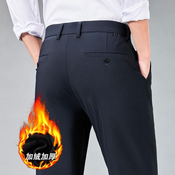 Autumn And Winter Men'S Thick Velvet/Regular Casual Pants Business Ironless Versatile Elastic Straight Pants Men'S Pants
