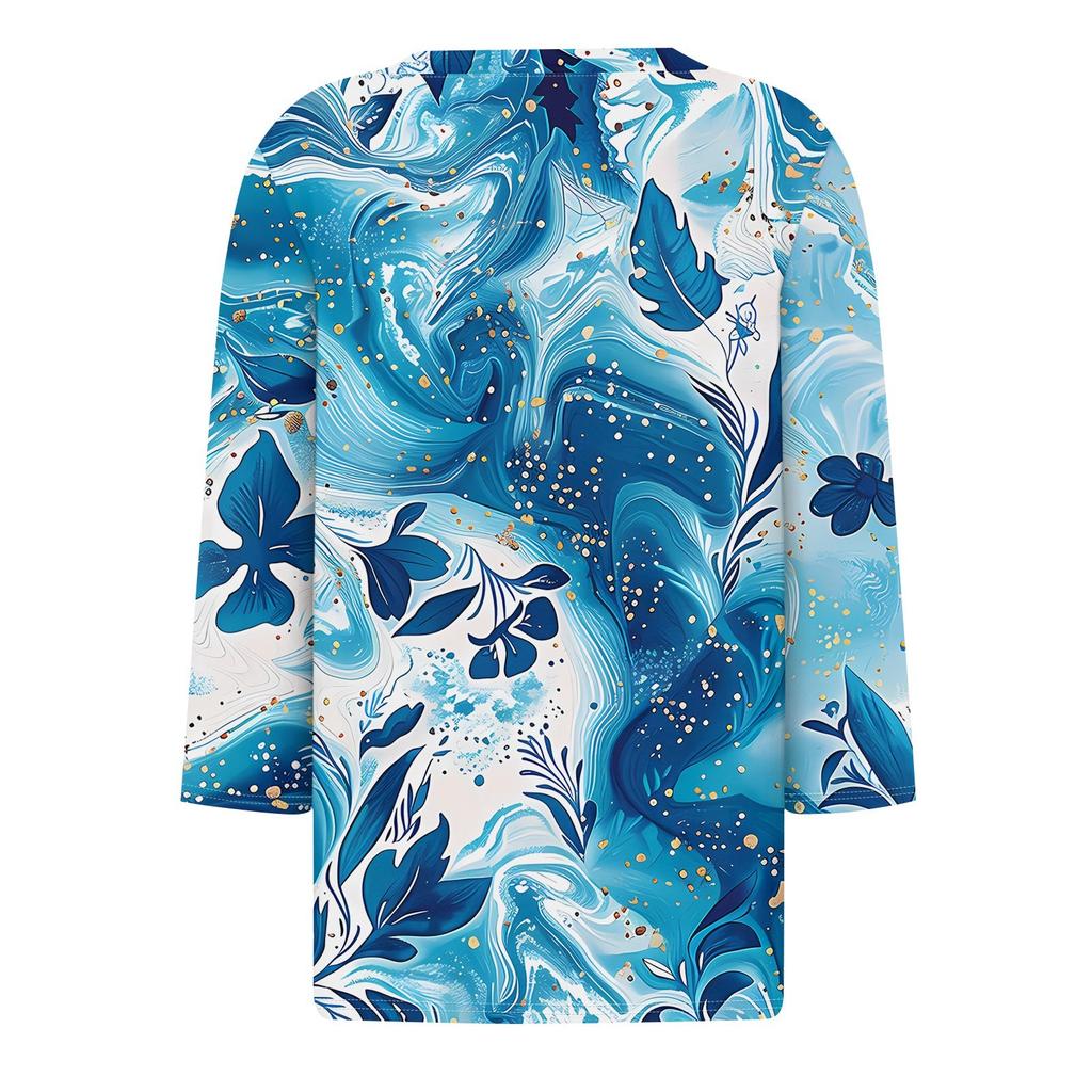 Women's T Shirt Tee Printed 3/4 Sleeve Daily Weekend Fashion Basic V Neck Regular Top