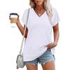 New women's V-neck lid sleeve casual top oversized cute summer fashion basic T-shirt