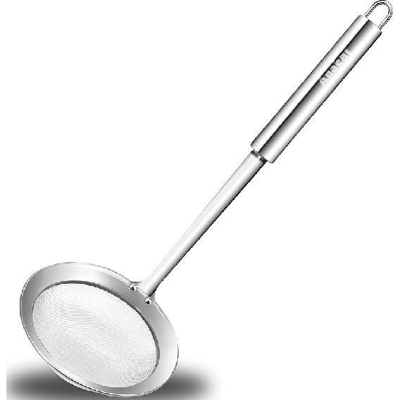 Anaeat Stainless Steel Spider Skimmer, Set of 3 Professional Kitchen Pasta Strainer Spoon with Long Handle - Asian Strainer Ladle Wire Skimmer Spoons 4.7 Fine Mesh Skimmer