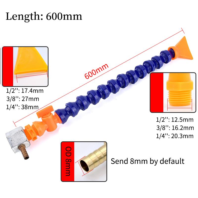 Adjustable Nozzle Flexible Water Oil Cooling Tube 1/4"~1/2" 30~60cm Spark Plug Tube Condenser Universal Lathe Machine Water Pipe