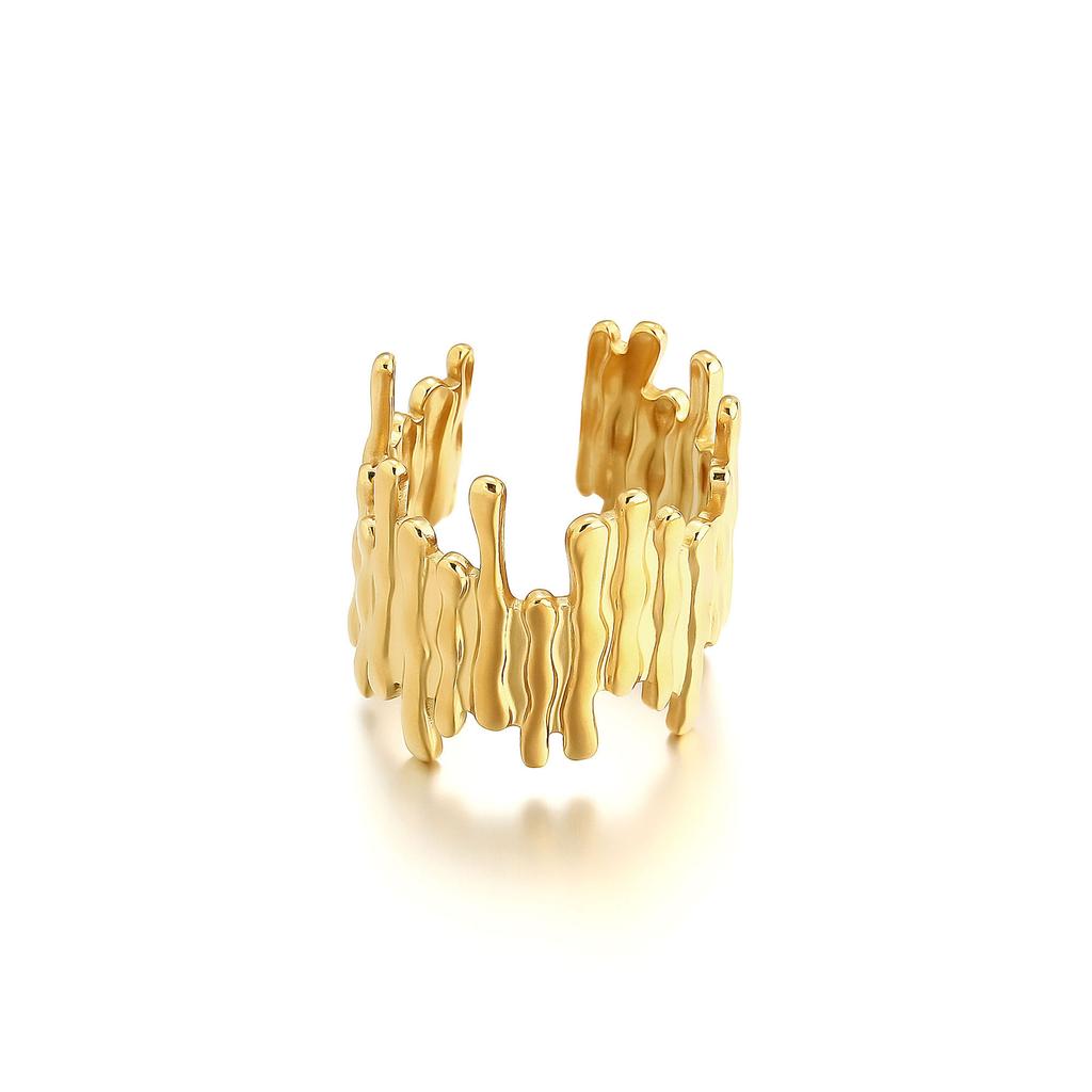 Personality Ring, Stainless Steel Vacuum Plated 18K Gold Starfish Shell Open Jewelry