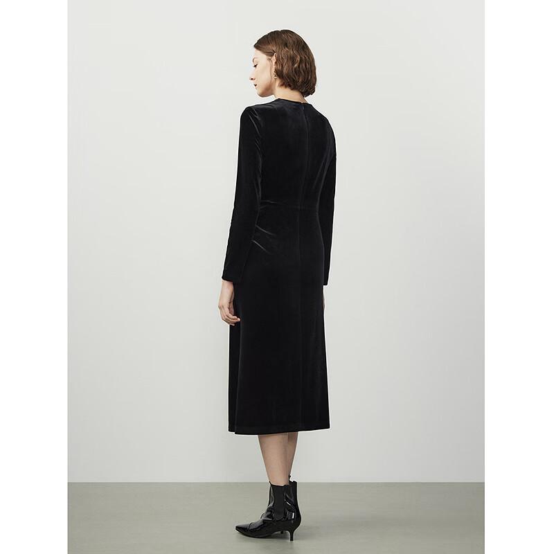LANGZI French Style Velvet Slim-Fit Dress