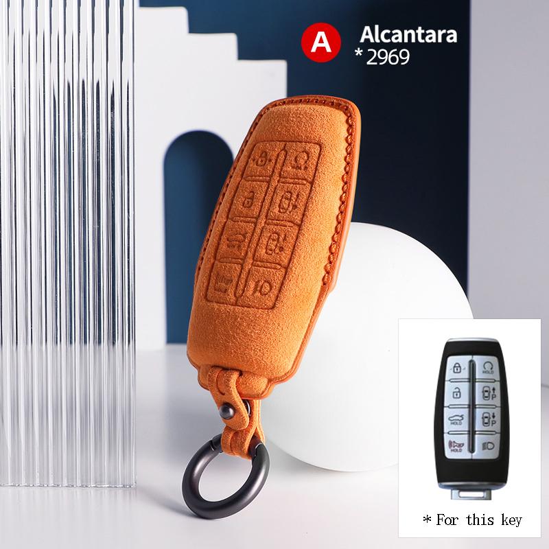 Interior Mouldings For Genesis G80 GV70 GV80 2020 2021 2022 Alcantara High-quality Car Key Case Cover Holder Key Shell Buckle Ac