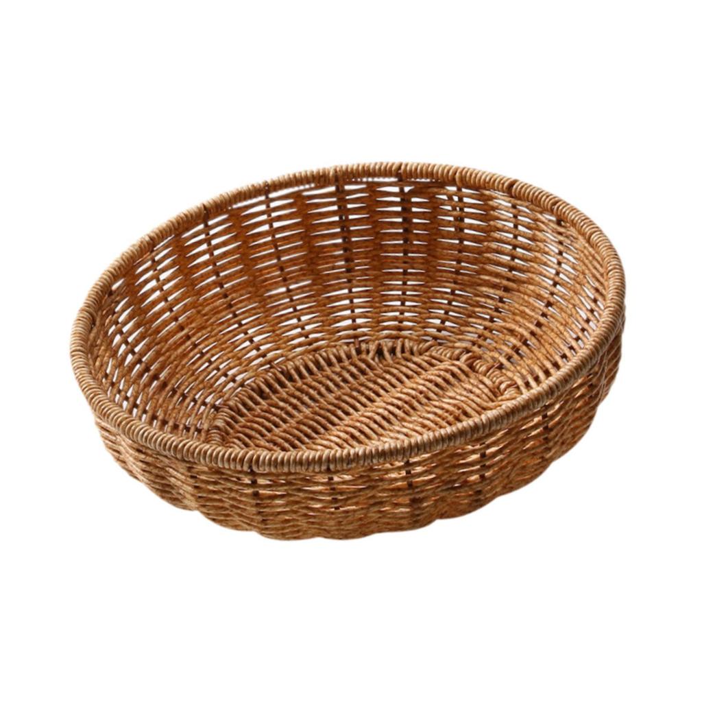 Rattan Bread Basket Woven Fruit Basket Holder Food Storage Imitation Rattan Woven Basket Woven Bread Basket for Camping Desk