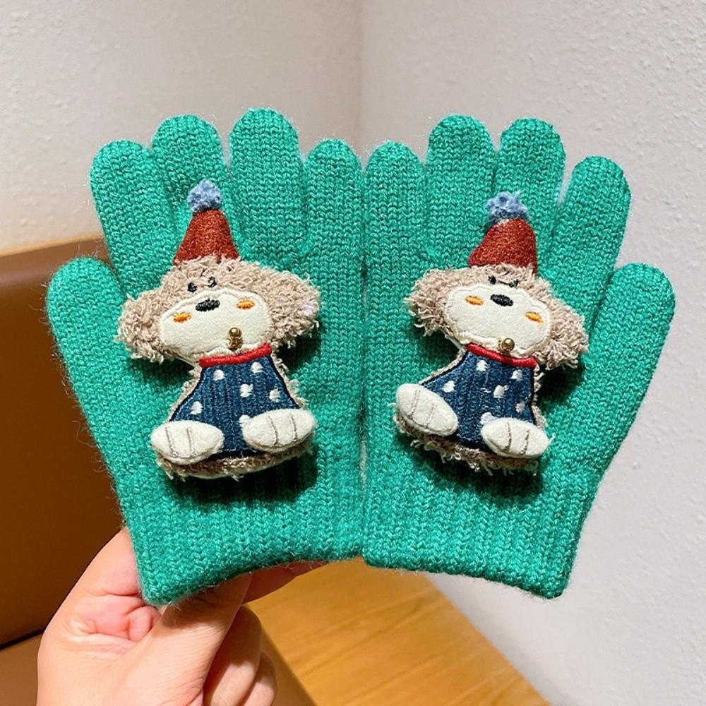 Candy Color Cute Animal Kids Knit Gloves Warm Full Finger Gloves  Riding