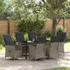 VidaXL 7-Piece Garden Dining Set with Cushions In Grey Poly Rattan 3379552