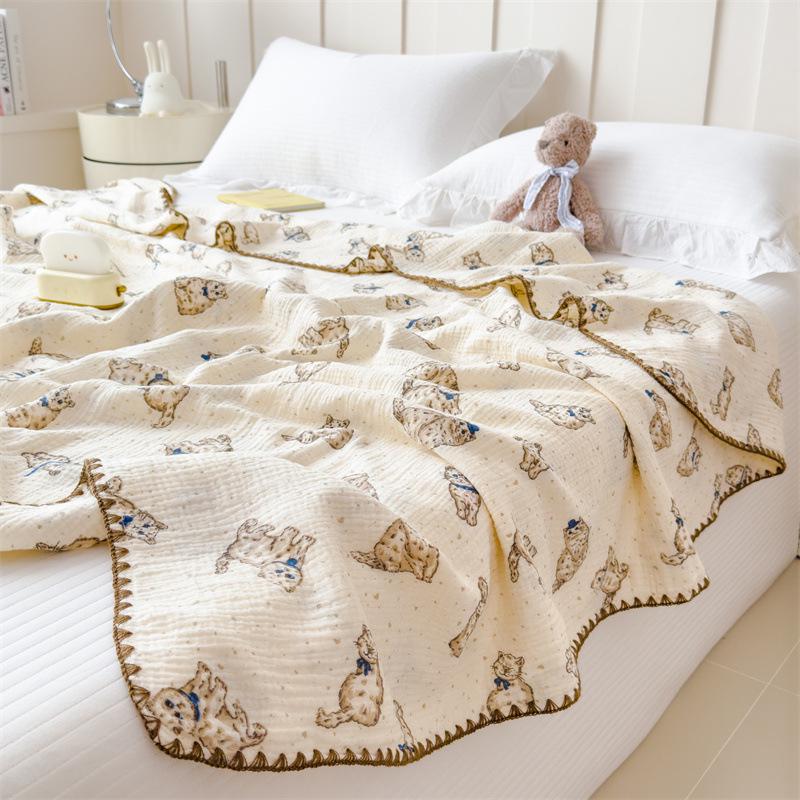 Premium Antibacterial Cotton Gauze Quilt: Double Layer, Summer Nap or Sofa Blanket