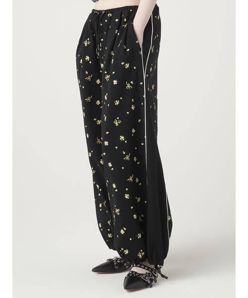 Furfur Flower Print Wide Sweat Pants RWCP252024BLKF