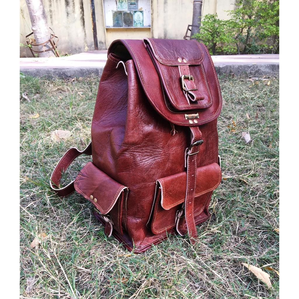 El yapımı Deri Sırt Çantası Dizüstü Sırt Çantası Erkek Kadın Vintage Kahverengi Seyahat Çantası