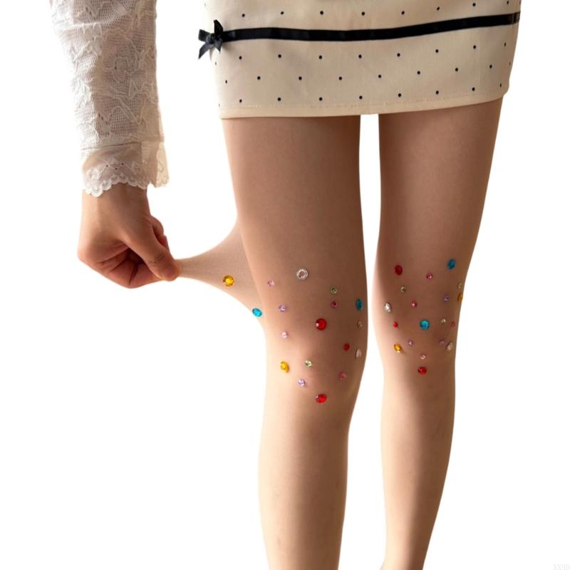 Collants à Pois Strass 10D Pour Dames Fins Transparent Anti-Accrocs Été 3 Couleurs Coupe Confortable Collants Avec Design Élégant One Size brown