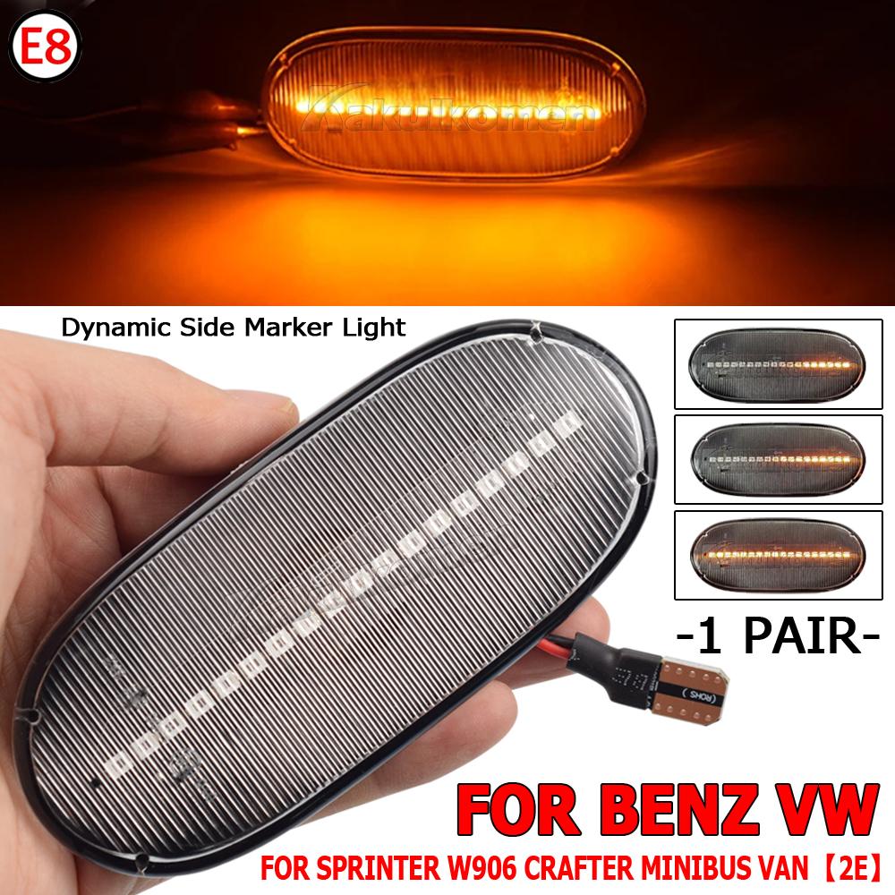 2Pcs Side Marker Light For Mercedes Benz Sprinter W906 2006-2018 LED Dynamic Turn Signal Light For VW Crafter Minibus 2006-2016
