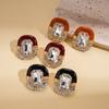 Wind Drop Oil Diamond Oval Square Silver Needle Stud Earrings Court Style Exquisite Premium Earrings