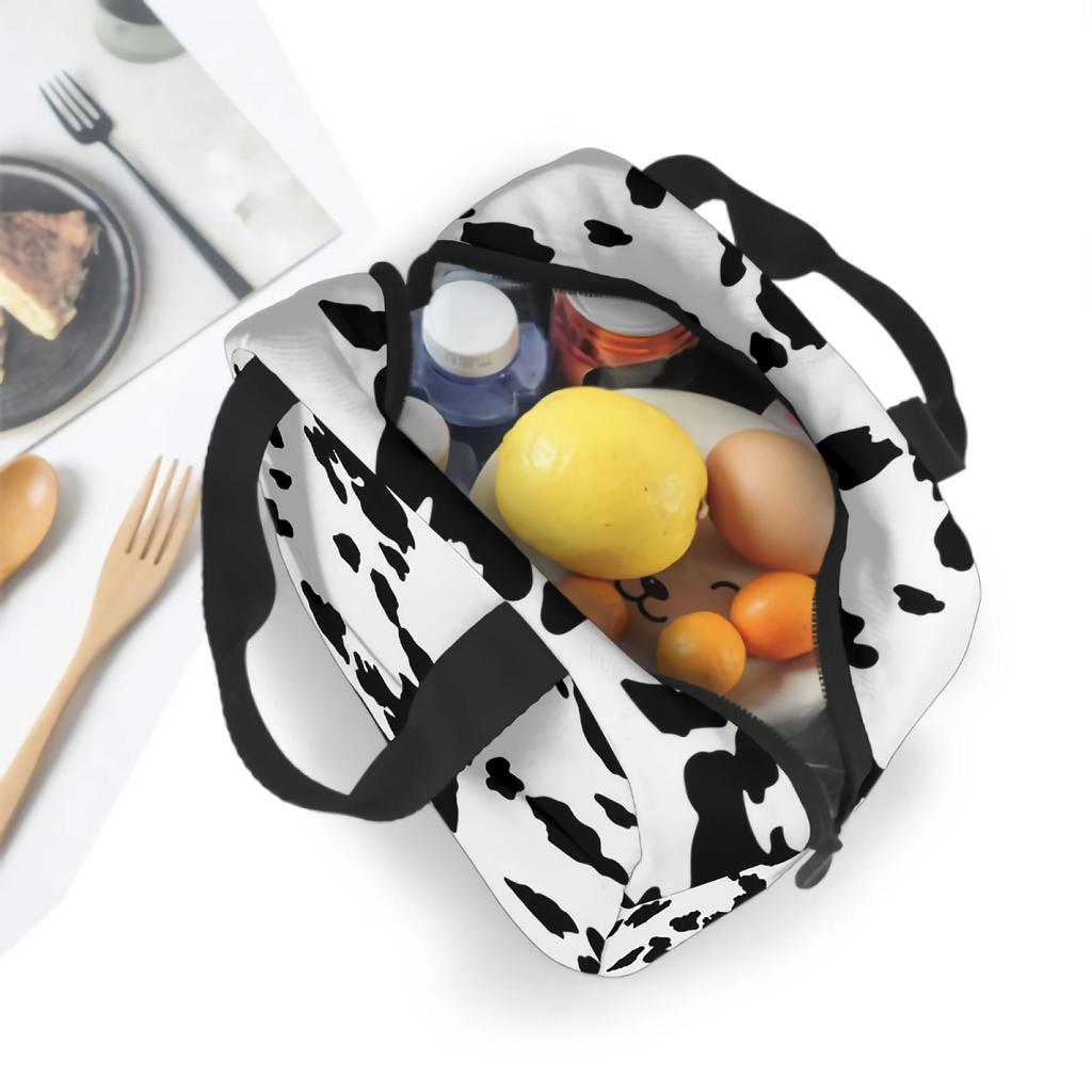 Izolowana torba na drugie śniadanie z wzorem skóry krowy pojemniki na lunch dla kobiet mężczyzn Zakupy Biuro Szkolny Piknik