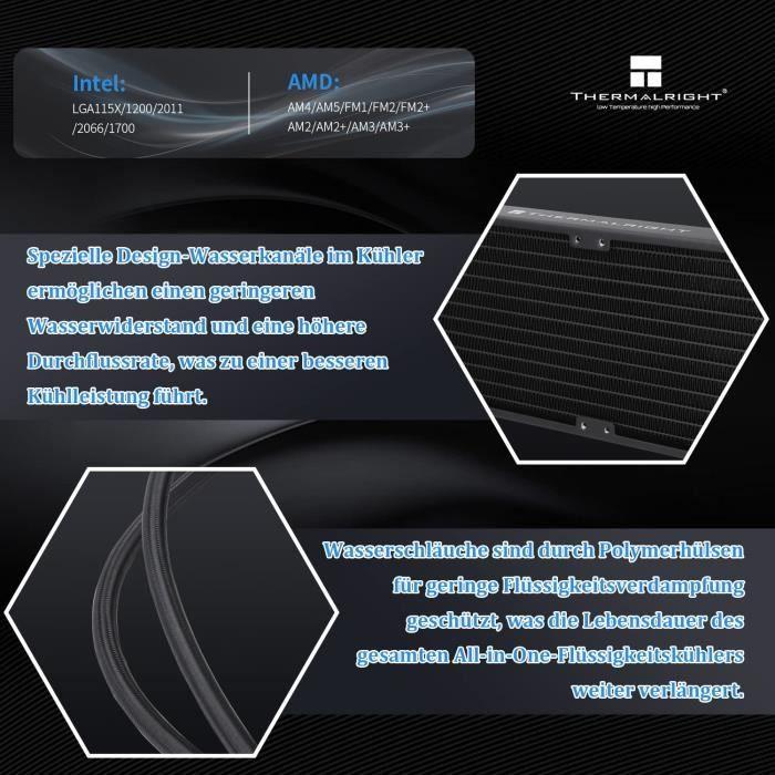 Thermalright frozen notte 240 black argb refroidisseur de processeur de refroidissement par eau