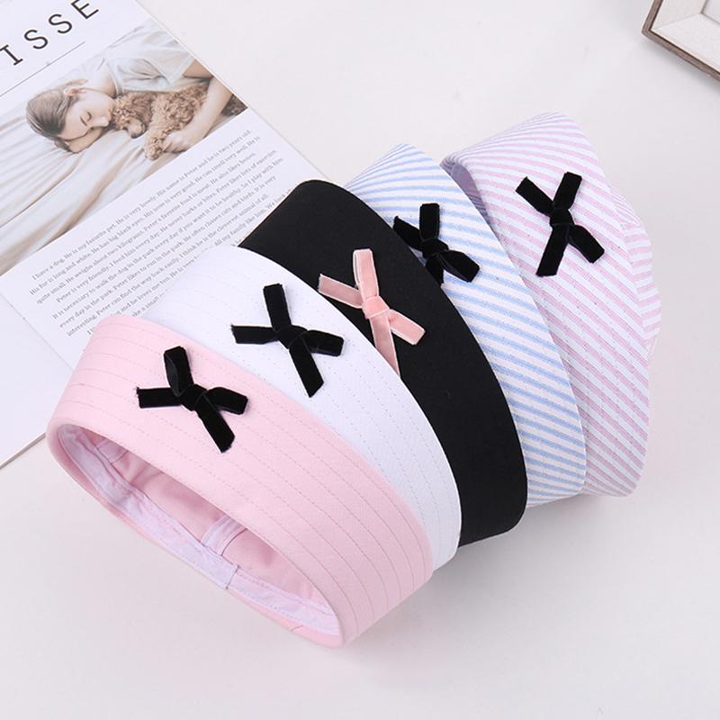 Striped Black Bow Decorative Sailor Hat Spring And Summer Dome Beret For Women'S
