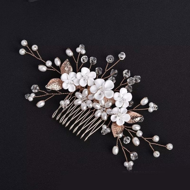 Stunning Wedding Hair Accessory Stylish Crystal and Flower Hair Accessory Hair Comb for Brides and Bridesmaids