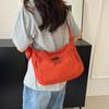 Simple Solid Color Drawstring Design Women Shoulder Bags With Letter Print Coin Purse For Daily Urban Use