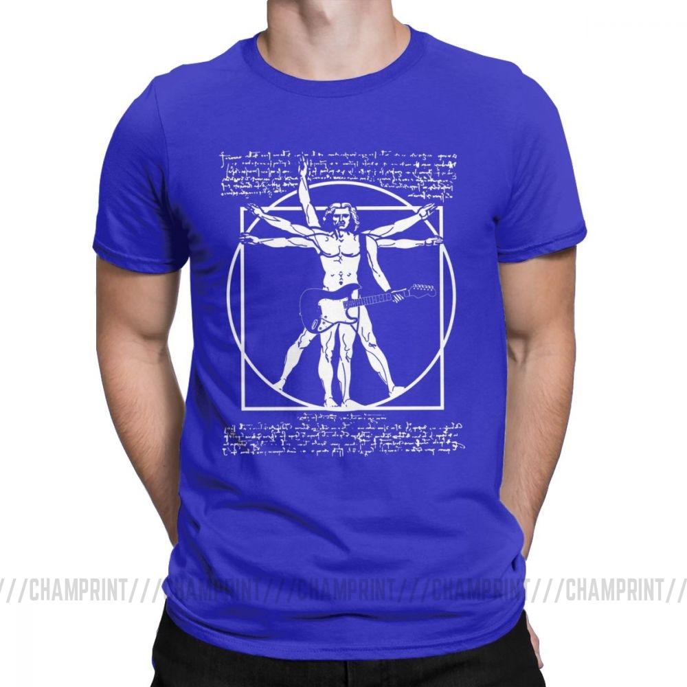 Vitruvian Man Playing The Guitar Mens T Shirt Da Vinci Guitarist Leonardo Funny Tee Shirt Cotton TShirt Gift Idea Clothes